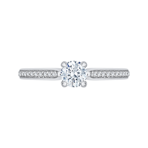 PR0022EC-02W-.50 Bridal Jewelry Carizza White Gold Round Diamond Engagement Rings