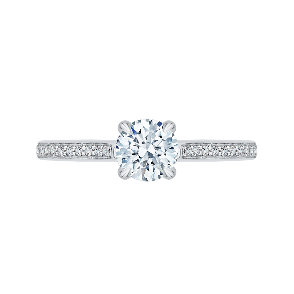 PR0022EC-02W-.75 Bridal Jewelry Carizza White Gold Round Diamond Engagement Rings