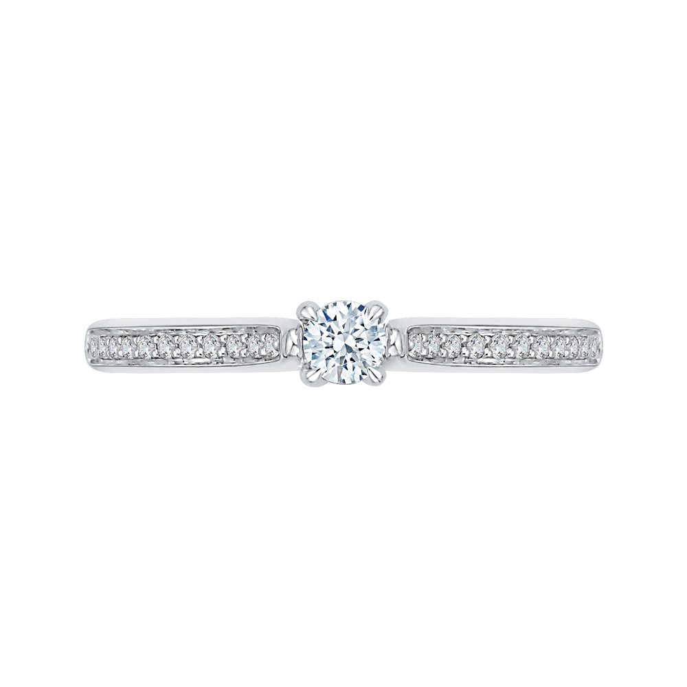 PR0022EC-02W-0.20 Bridal Jewelry Carizza White Gold Round Diamond Engagement Rings