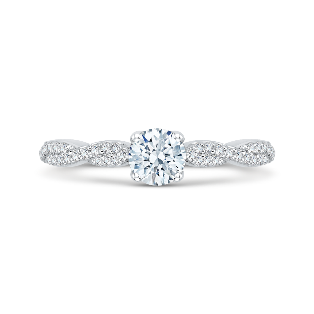 PR0023EC-02W Bridal Jewelry Carizza White Gold Round Diamond Engagement Rings