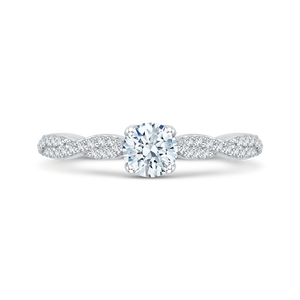 PR0023EC-02W Bridal Jewelry Carizza White Gold Round Diamond Engagement Rings
