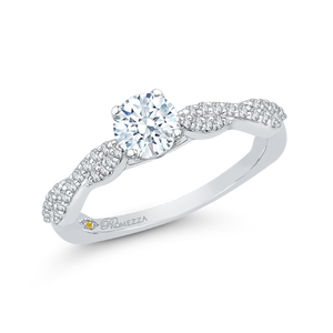 14K White Gold Round Diamond Floral Engagement Ring