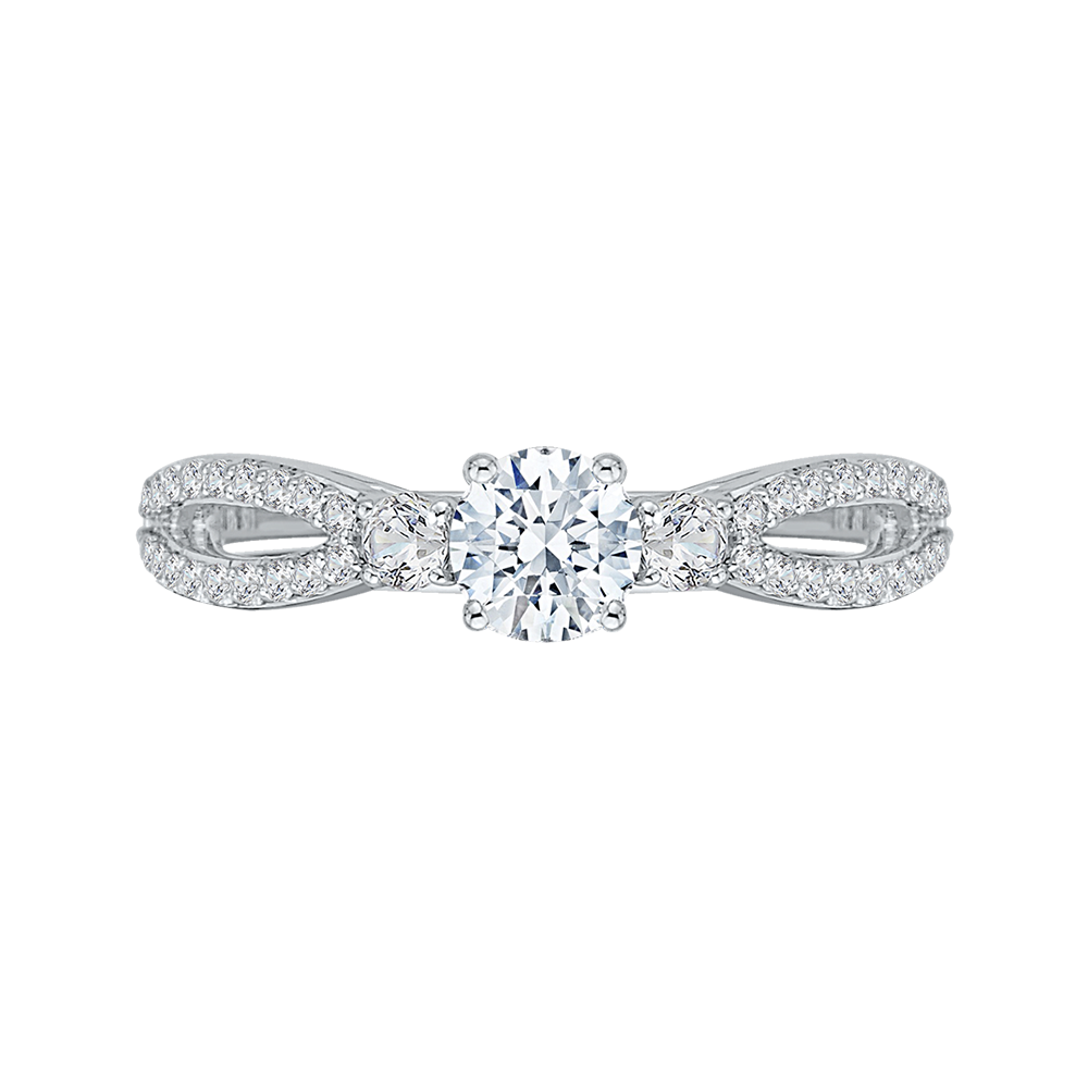 PR0025EC-02W Bridal Jewelry Carizza White Gold Round Diamond Engagement Rings
