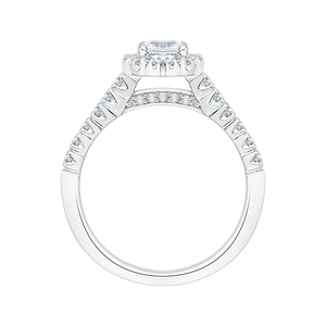 PR0036EC-02W Bridal Jewelry Carizza White Gold Round Diamond Halo Engagement Rings