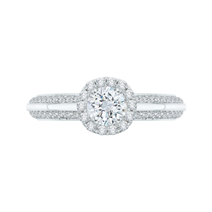 PR0039EC-02W Bridal Jewelry Carizza White Gold Round Diamond Halo Engagement Rings