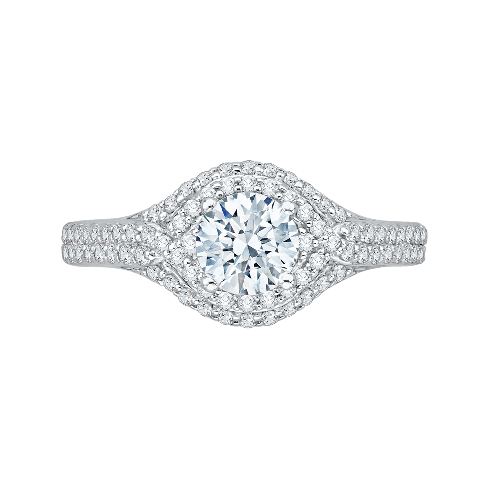 PR0046EC-02W-0.50 Bridal Jewelry Carizza White Gold Round Diamond Engagement Rings