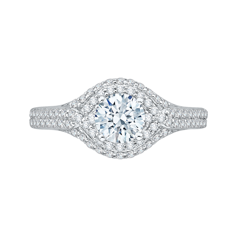 PR0046EC-02W-0.75 Bridal Jewelry Carizza White Gold Round Diamond Engagement Rings