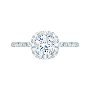 PR0067EC-02W Bridal Jewelry Carizza White Gold Round Diamond Halo Engagement Rings