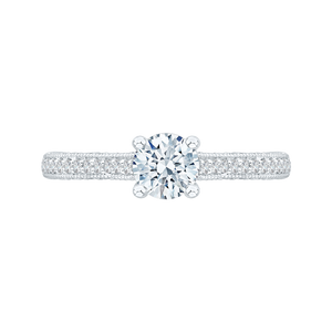 PR0068EC-02W Bridal Jewelry Carizza White Gold Round Diamond Engagement Rings
