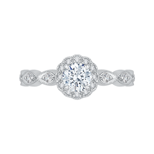 PR0075ECQ-44W-.50 Bridal Jewelry Carizza White Gold Round Diamond Halo Engagement Rings