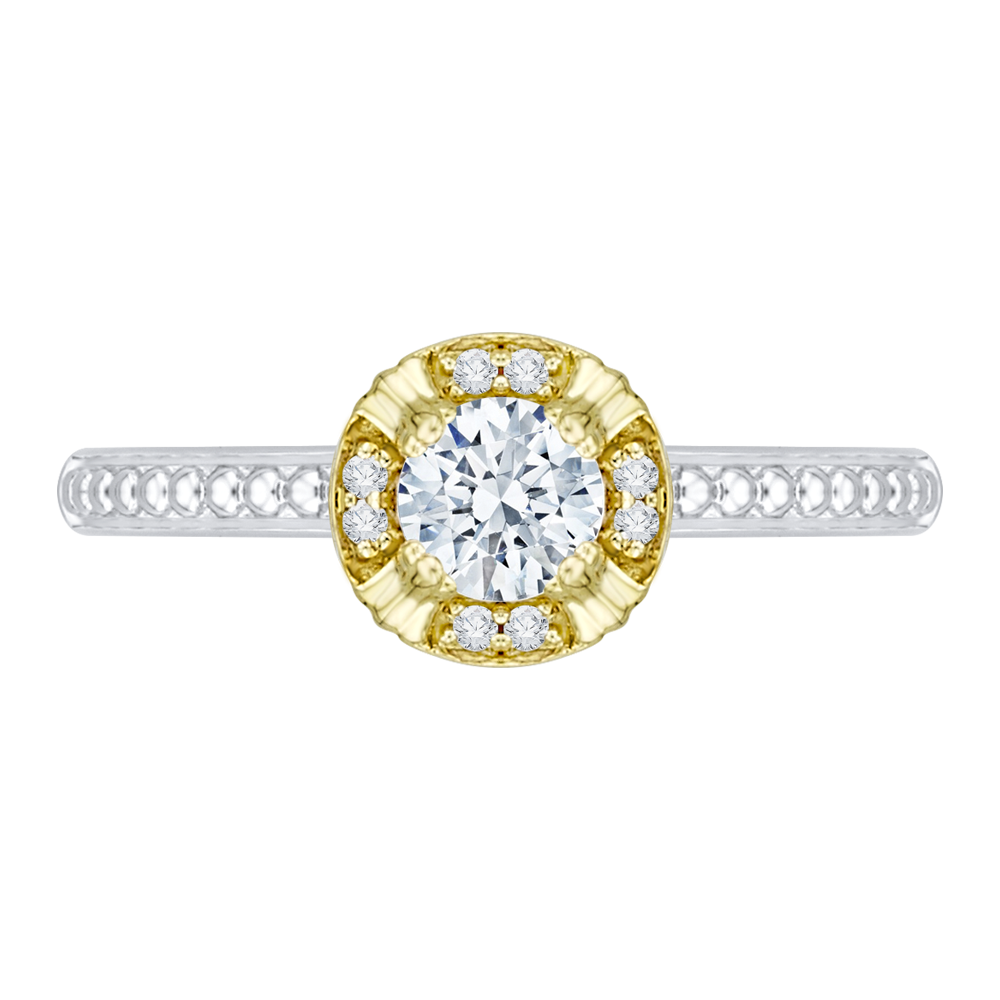 PR0080EC-44WY Bridal Jewelry Carizza White Gold Rose Gold Yellow Gold Round Diamond Engagement Rings