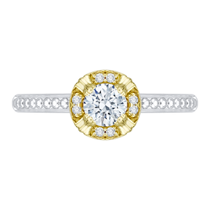 PR0080EC-44WY Bridal Jewelry Carizza White Gold Rose Gold Yellow Gold Round Diamond Engagement Rings