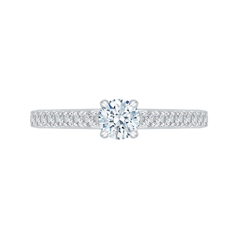 PR0086EC-44W Bridal Jewelry Carizza White Gold Round Diamond Engagement Rings