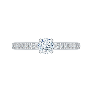 PR0086EC-44W Bridal Jewelry Carizza White Gold Round Diamond Engagement Rings