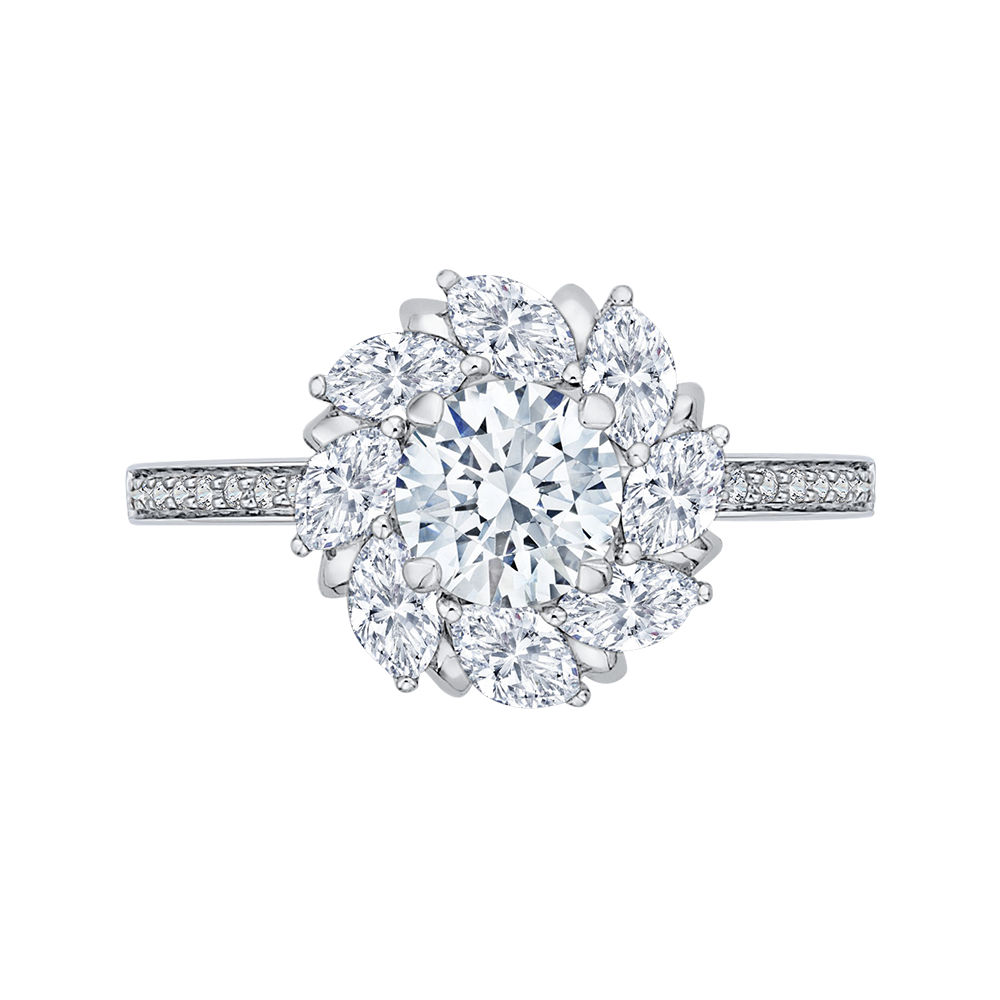 PR0094ECH-44W Bridal Jewelry Carizza White Gold Round Diamond Engagement Rings