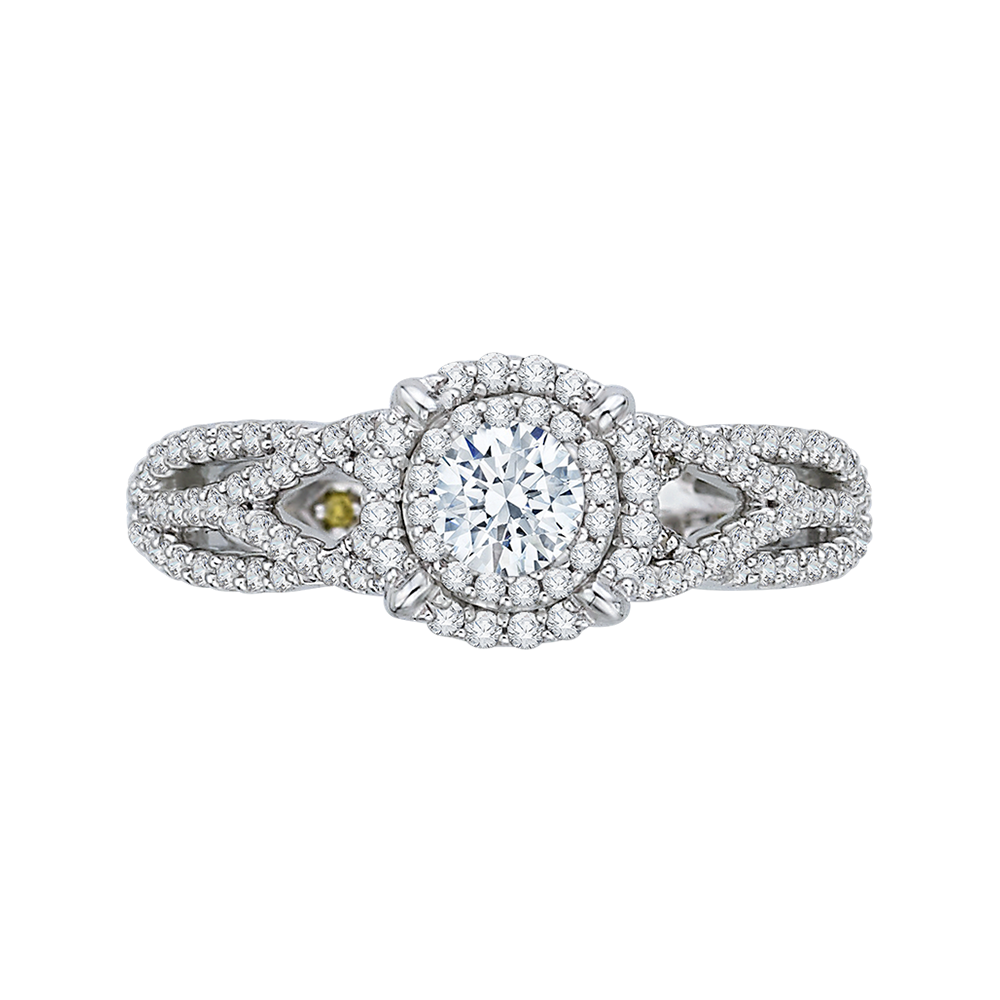PR0109ECQ-44W-.33 Bridal Jewelry Carizza White Gold Round Diamond Halo Engagement Rings