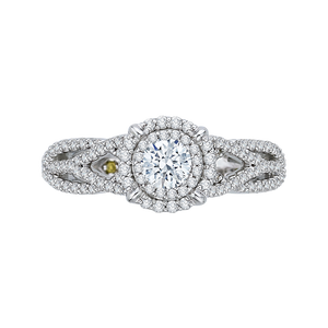 PR0109ECQ-44W-.33 Bridal Jewelry Carizza White Gold Round Diamond Halo Engagement Rings