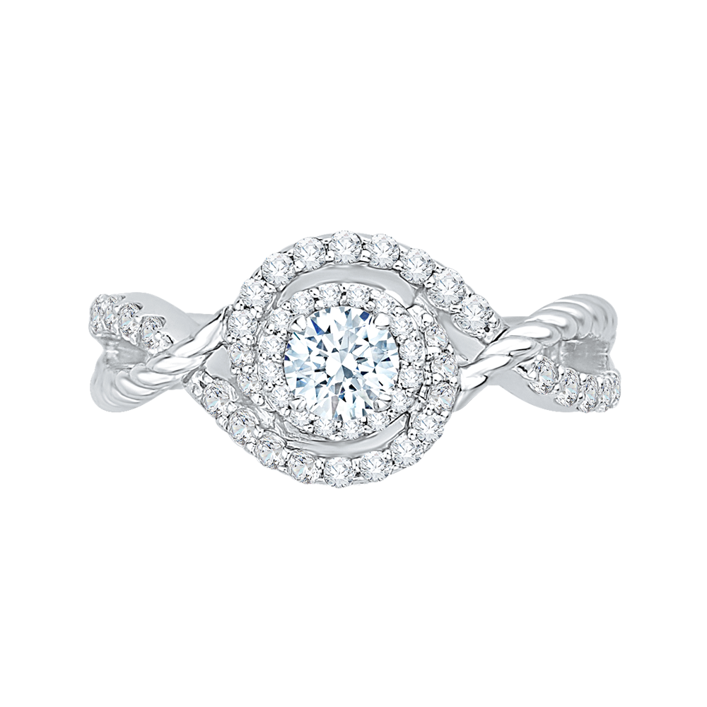 PR0110ECH-44W-.33 Bridal Jewelry Carizza White Gold Round Diamond Halo Engagement Rings