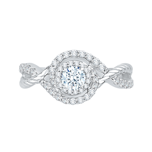 PR0110ECH-44W-.33 Bridal Jewelry Carizza White Gold Round Diamond Halo Engagement Rings
