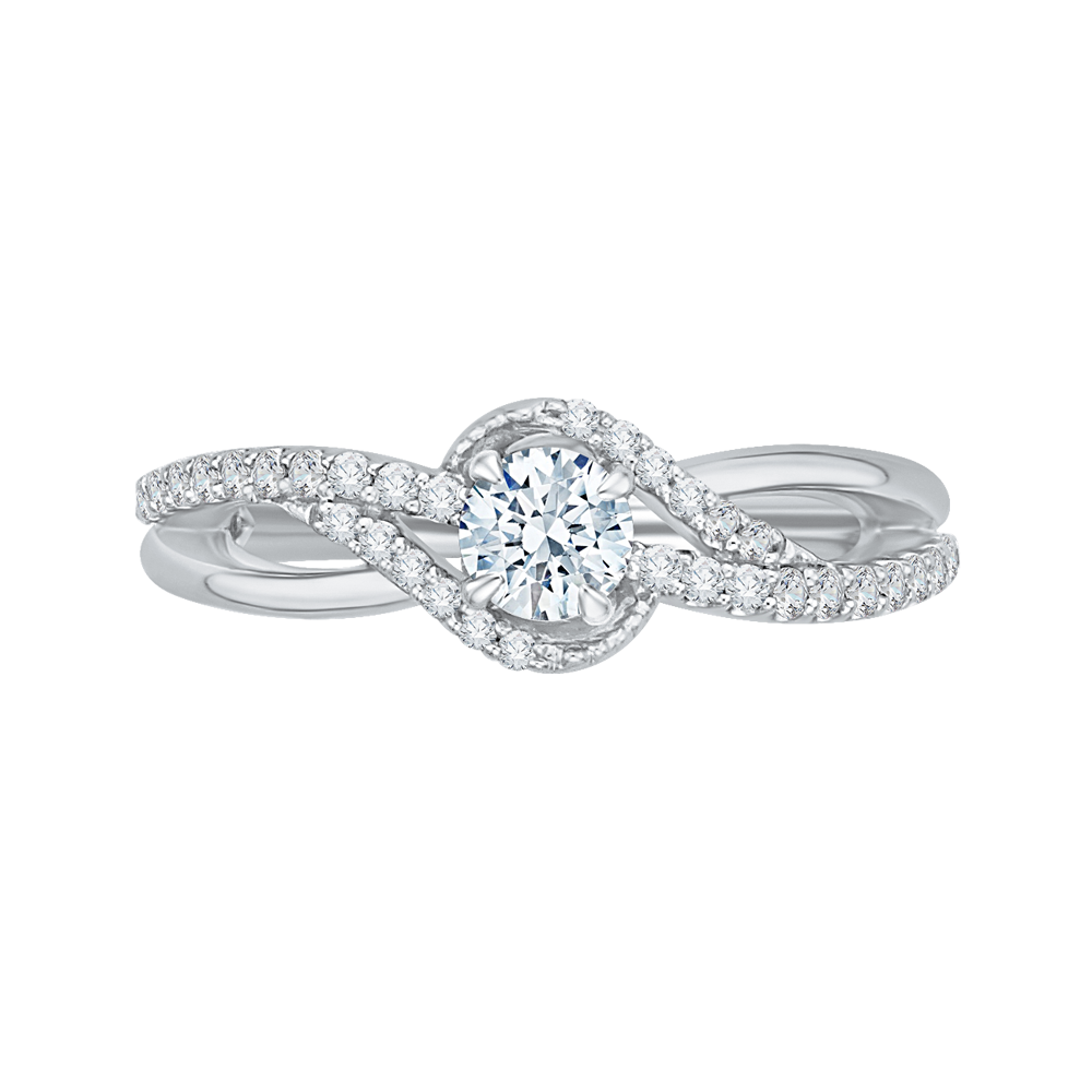 PR0111ECH-44W-.33 Bridal Jewelry Carizza White Gold Round Diamond Engagement Rings