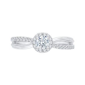 PR0123ECH-44W-.33 Bridal Jewelry Carizza White Gold Round Diamond Halo Engagement Rings