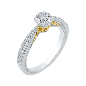 14K Two Tone Gold Round Diamond Engagement Ring