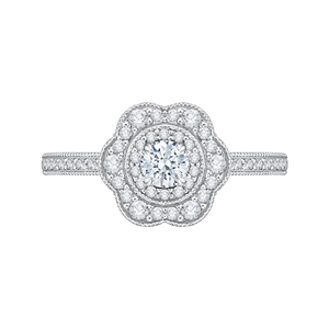 PR0134ECH-44W-.25 Bridal Jewelry Carizza White Gold Round Diamond Halo Engagement Rings