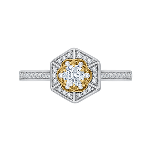 PR0138ECH-44WY-.25 Bridal Jewelry Carizza White Gold Rose Gold Yellow Gold Vintage Round Diamond Engagement Rings