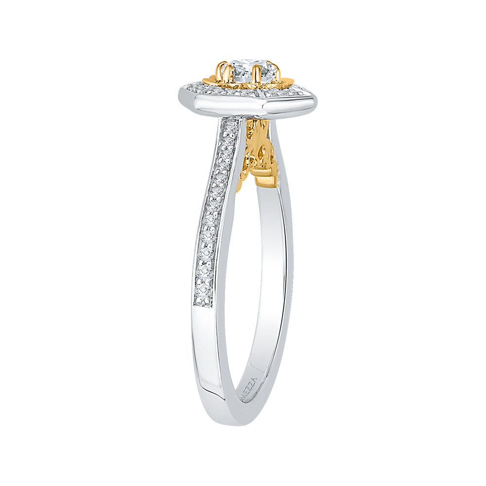 14K Two Tone Gold Round Diamond Vintage Engagement Ring