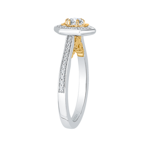 14K Two Tone Gold Round Diamond Vintage Engagement Ring