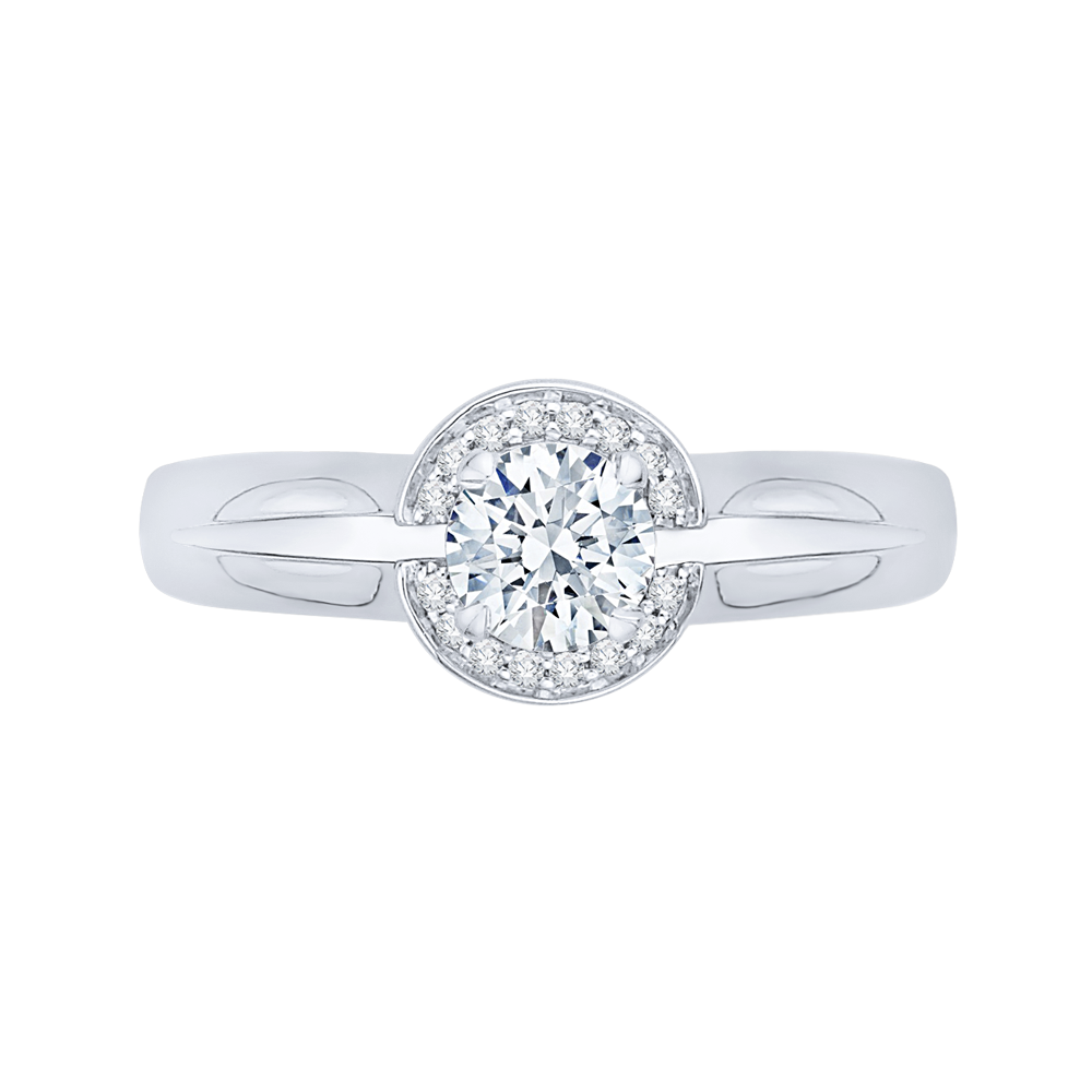 PR0158EC-44W-.50 Bridal Jewelry Carizza White Gold Round Diamond Halo Engagement Rings