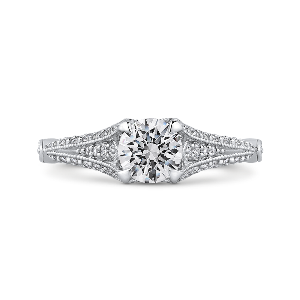 PR0175ECH-44W.75 Bridal Jewelry Carizza White Gold Vintage Round Diamond Engagement Rings