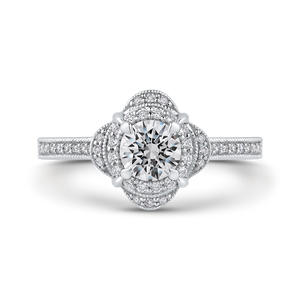 PR0178ECH-44W-.50 Bridal Jewelry Carizza White Gold Round Diamond Halo Engagement Rings