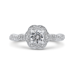 PR0179ECQ-44W-.50 Bridal Jewelry Carizza White Gold Round Diamond Halo Engagement Rings