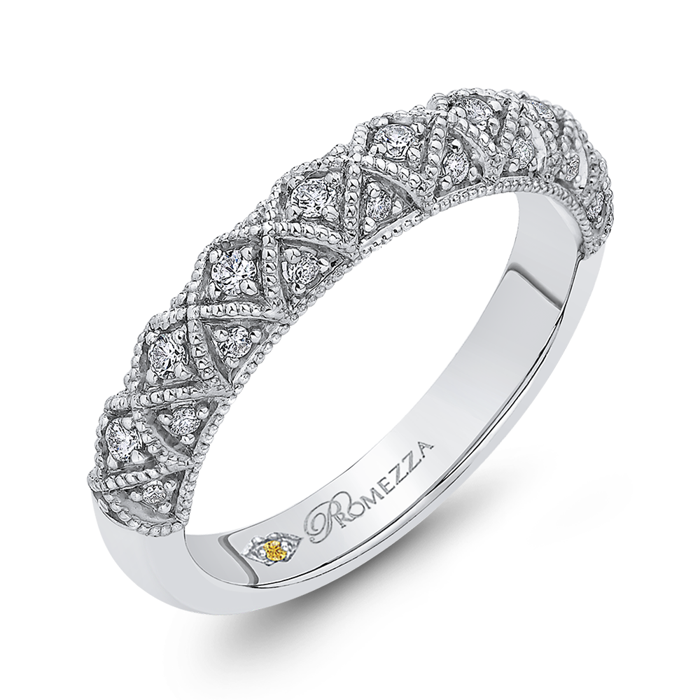 14K White Gold Round Diamond Half Eternity Wedding Band