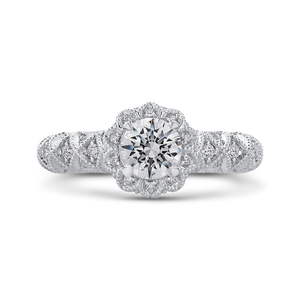 PR0180ECH-44W-.75 Bridal Jewelry Carizza White Gold Round Diamond Halo Engagement Rings