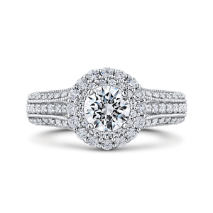 PR0181EC-44W-.50 Bridal Jewelry Carizza White Gold Vintage Round Diamond Double Halo Engagement Rings