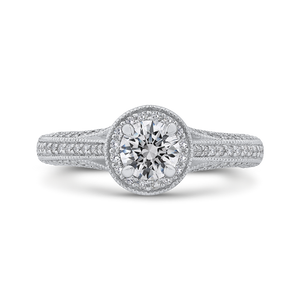 PR0185ECH-44W-.50 Bridal Jewelry Carizza White Gold Round Diamond Halo Engagement Rings