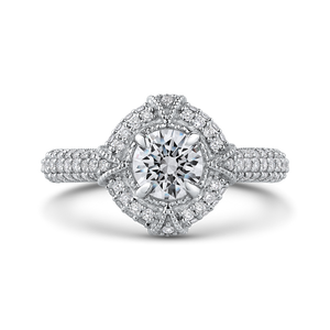 PR0186ECH-44W-.75 Bridal Jewelry Carizza White Gold Round Diamond Halo Engagement Rings