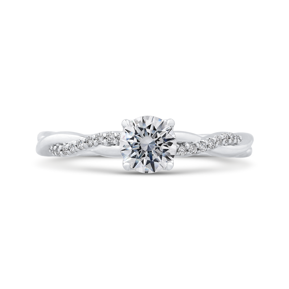 PR0197EC-44W-.50 Bridal Jewelry Carizza White Gold Round Diamond Engagement Rings