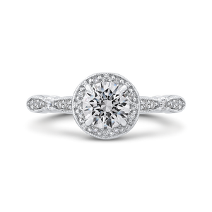 PR0198ECH-44W-.75 Bridal Jewelry Carizza White Gold Round Diamond Halo Engagement Rings
