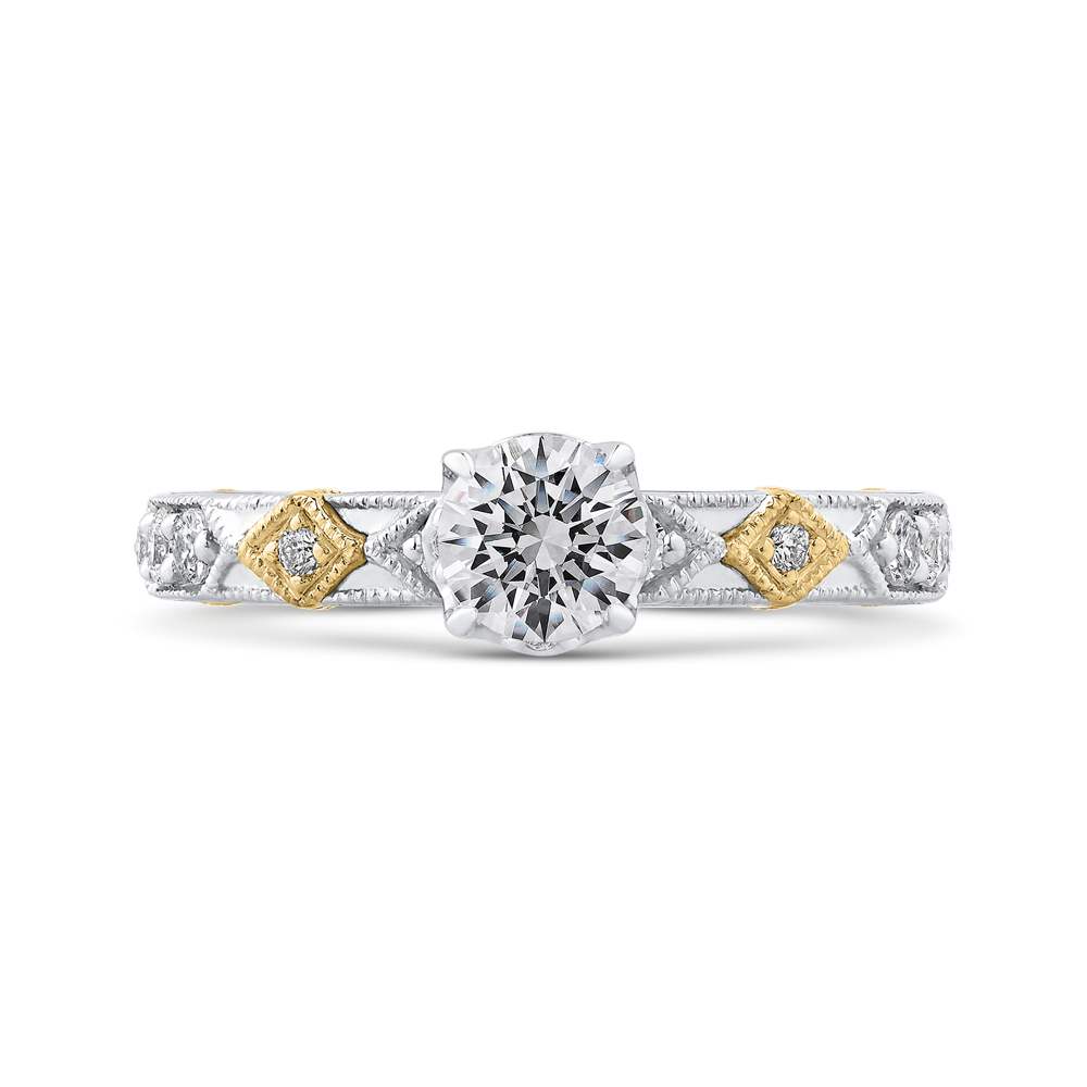 PR0202EC-44WY-.50 Bridal Jewelry Carizza White Gold Rose Gold Yellow Gold Round Diamond Engagement Rings