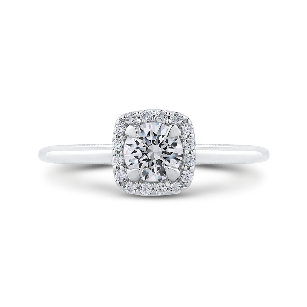 PR0208EC-44W-.50 Bridal Jewelry Carizza White Gold Round Diamond Halo Engagement Rings