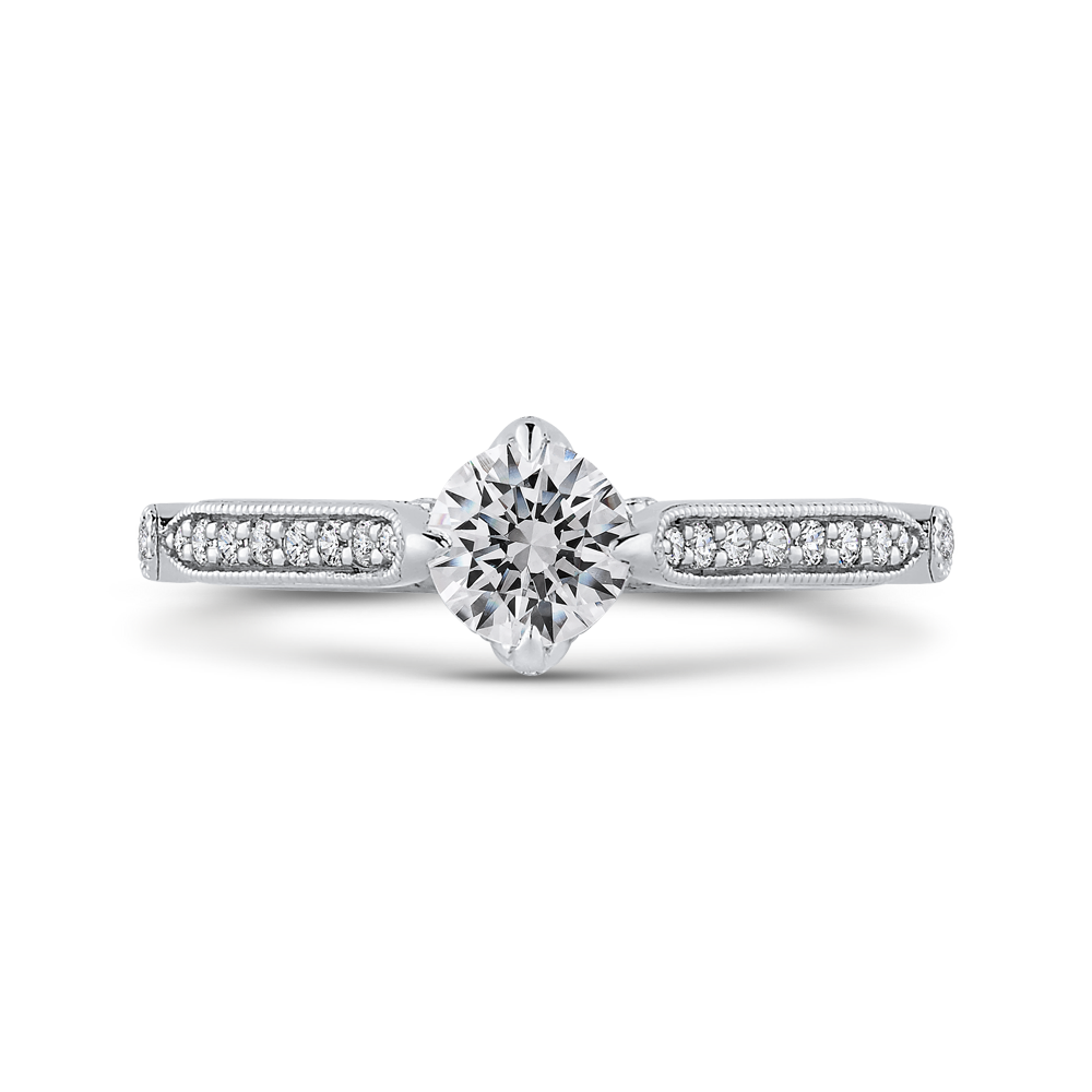 PR0224ECH-44W-.50 Bridal Jewelry Carizza White Gold Round Diamond Engagement Rings