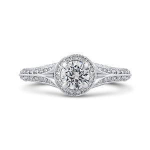 PR0231ECH-44W-.50 Bridal Jewelry Carizza White Gold Vintage Round Diamond Engagement Rings