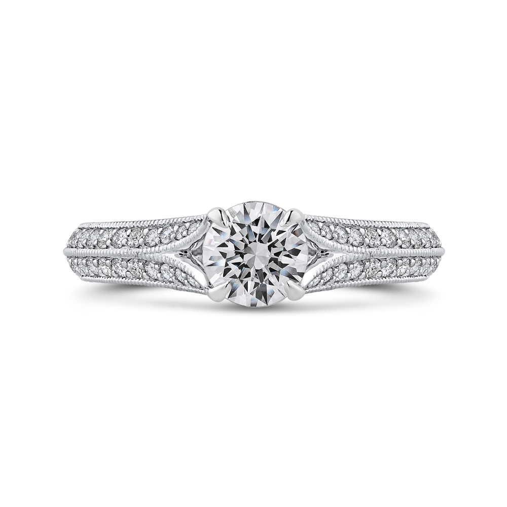 PR0246ECH-44W-.75 Bridal Jewelry Carizza White Gold Round Diamond Engagement Rings