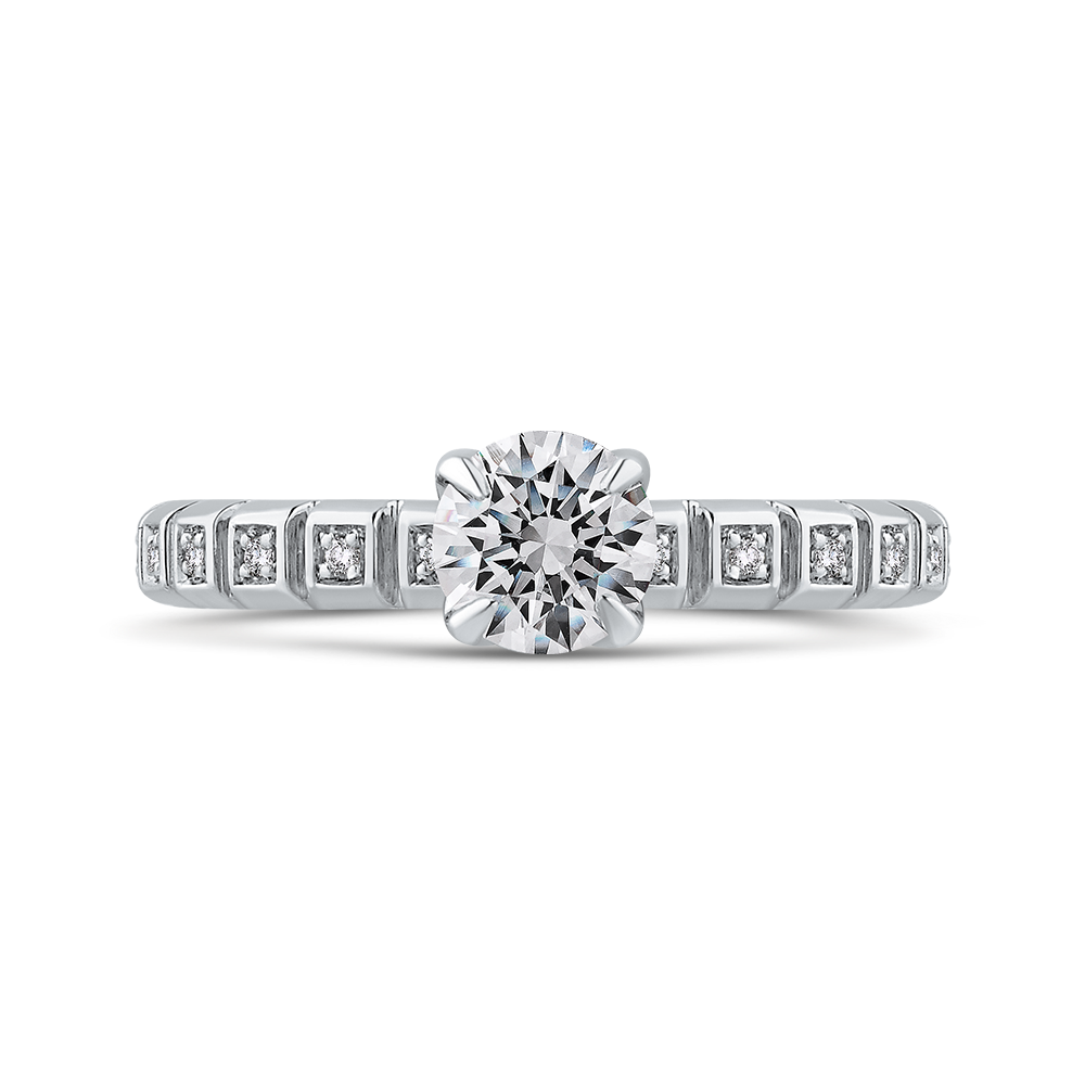 PR0259EC-44W-.75 Bridal Jewelry Carizza White Gold Round Diamond Engagement Rings