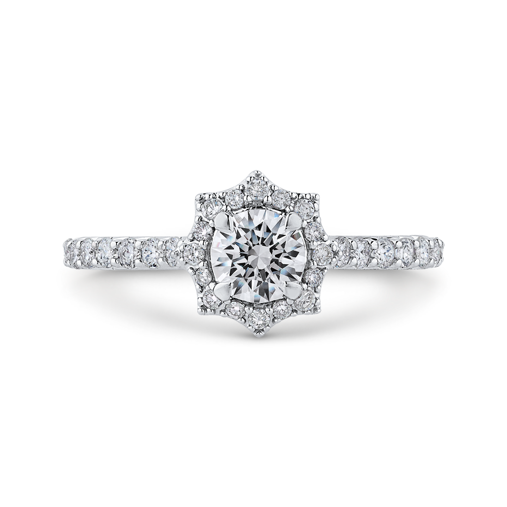 PR0261ECH-44W-.50 Bridal Jewelry Carizza White Gold Round Diamond Halo Engagement Rings