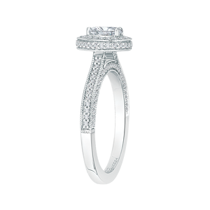 14K White Gold Pear Diamond Halo Engagement Ring