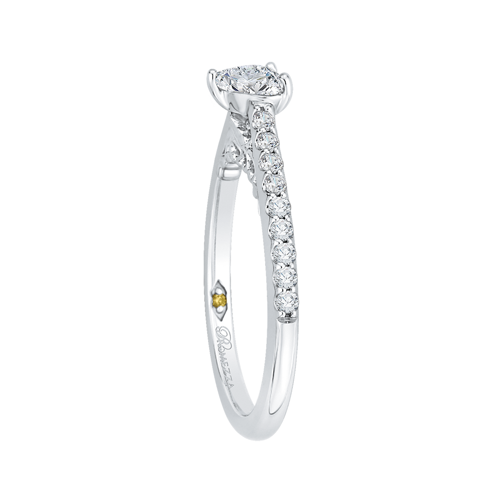 14K White Gold Heart Diamond Vintage Engagement Ring